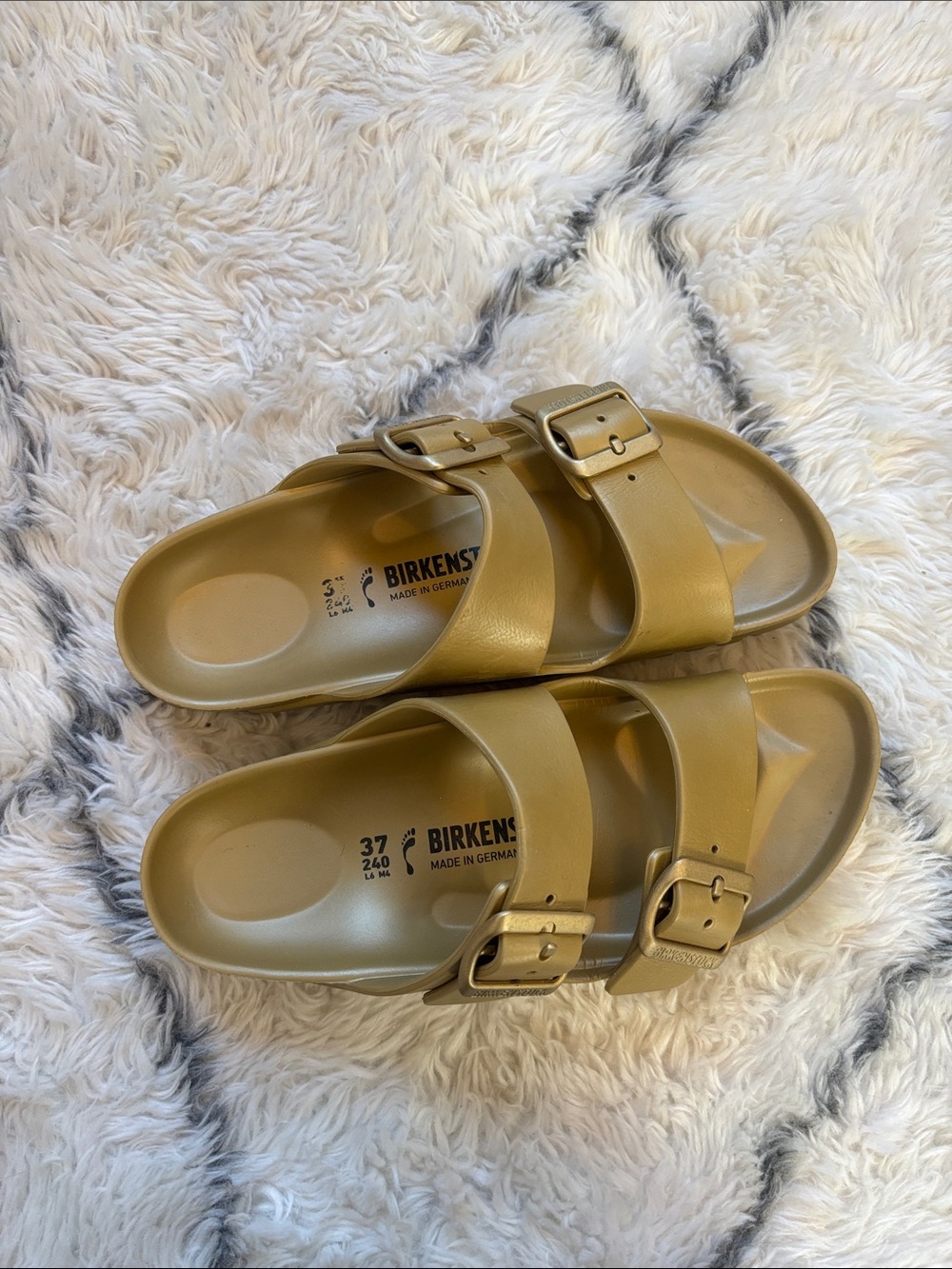 Birkenstock Two-Strap Sandals in Gold